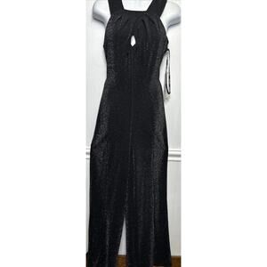 Calvin Klein Elegant Black Glitter Jumpsuit Romper 6 Sleeveless Wide Leg Party